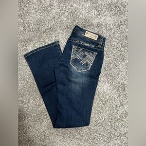 Grace Dark Blue Boot Cut Jeans with Embellished Pockets